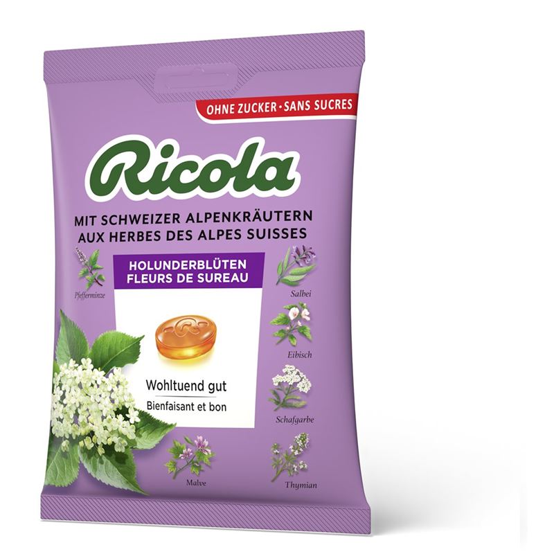 RICOLA Holunderblüten Bonbons oZ m Stevia 125 g